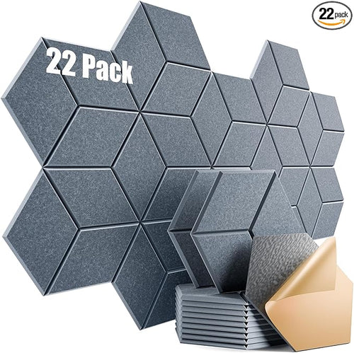 22 Pack Self-Adhesive Acoustic Panels 12" X 10" X 0.4" by Dailycooper