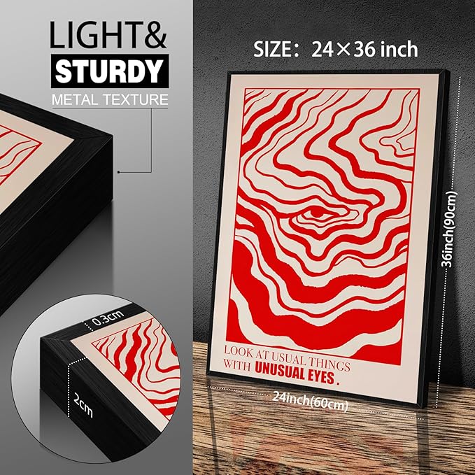 Retro Red Abstract Eye Canvas Wall Art Vintage Hippie Trippy Poster Affirmation - Image 2