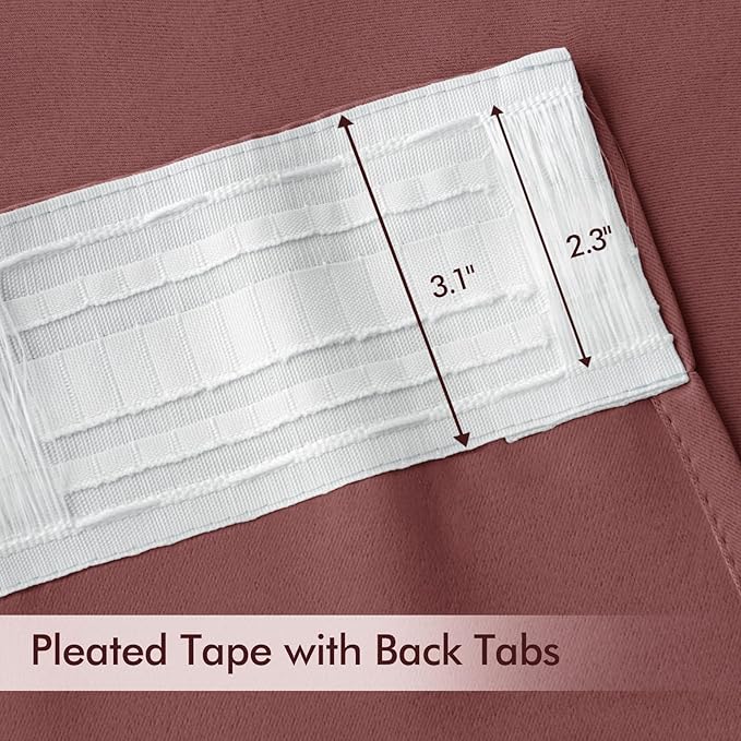 MIULEE Dusty Rose Back Tab Blackout Curtains 120 Inch Long 2 Panels Set - Image 4