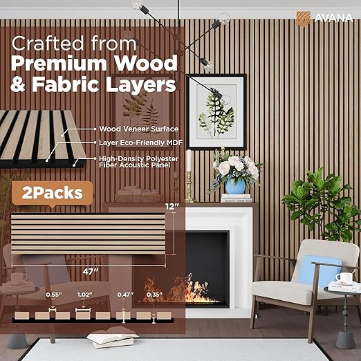 Avana Modern Acoustic Wood Wall Panels – 47.2 X 12.6 Inch White Oak Acoustic - Image 4