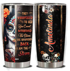 WAZONE Personalized Skull Tumbler Wood Drawing Style Custom Name Double Wall Vacuum 20oz 30oz Stainless Steel Travel Mug Insulated Cup Thermal Cups Novelty Halloween Day Gifts