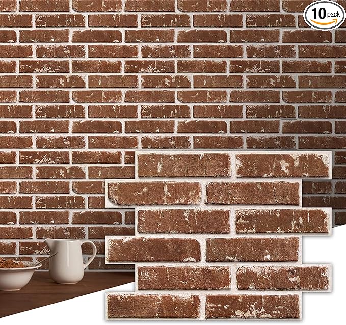 Commomy 3D Peel and Stick Brick, Ultralight Thin PVC Faux Brick Wall Panels by CommomyDecor