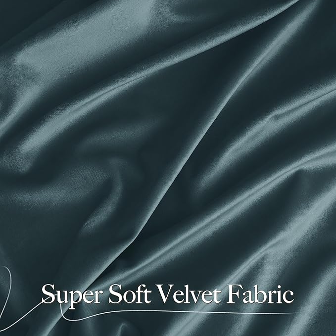 NICETOWN Greyish Blue Velvet Curtains, Luxury and Soft Thermal Insulated Velvet - Image 3