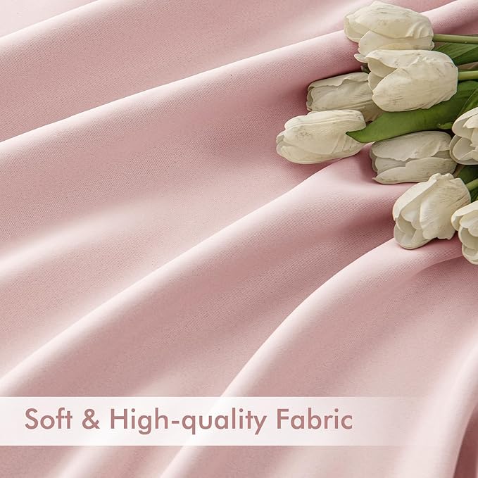 MIULEE Baby Pink Back Tab Blackout Curtains 108 Inch Long 2 Panels Set - Image 6