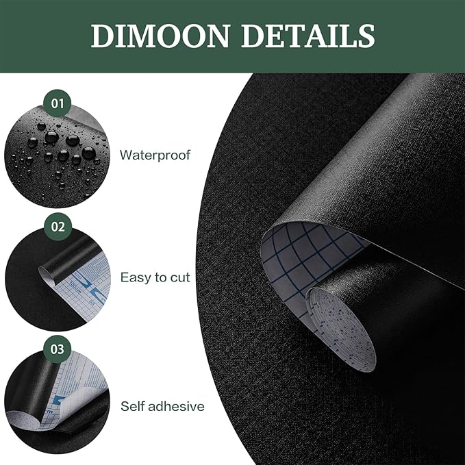 Dimoon 17.7''x118'' Peel and Stick Wallpaper Black Contact Paper - Image 4