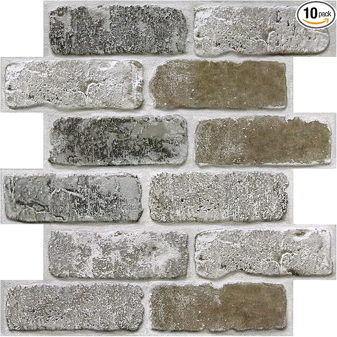 COMSTICKC 3D Faux Brick Peel and Stick Wall Covering, Small Brick Size Thin PVC by COMSTICKCDECOR