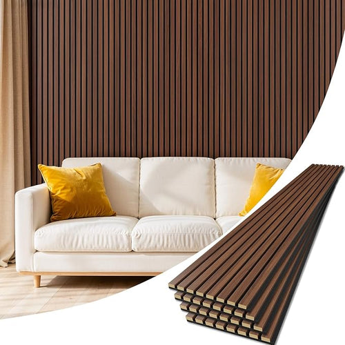 4 Pack Wood Panels for Wall, 94.4" x 12.8" Acoustic Wood Slat Wall Panel for by Vellorise