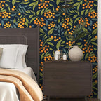 BOKEBEVE Extra Long Blue Orange Wallpaper Peel and Stick Boho Floral Contact - Image 6