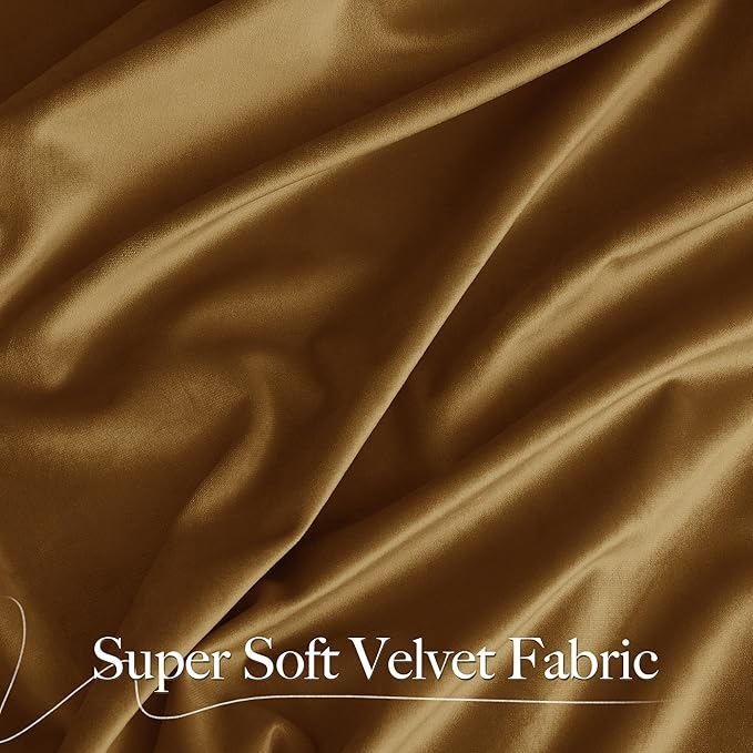 NICETOWN Gold Brown Velvet Curtains, Luxury and Soft Thermal Insulated Velvet - Image 3