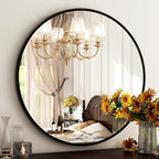 HARRITPURE Round Mirror 24 Black Wall Mounted Circle Mirrors Vanity Mirror - Image 5