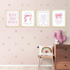LARTSFRO Coquette Pink Bow Jesus Wall Art Decor Posters, Inspirational Bible - Image 3