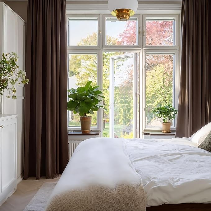 NICETOWN Brown Velvet Curtains, Thermal Insulated Sound Reducing Heavy Matt - Image 2