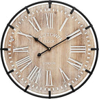 20 Inch Grand Farmhouse Wall Clock, Vintage-Inspired Wood & Metal Design - Image 8