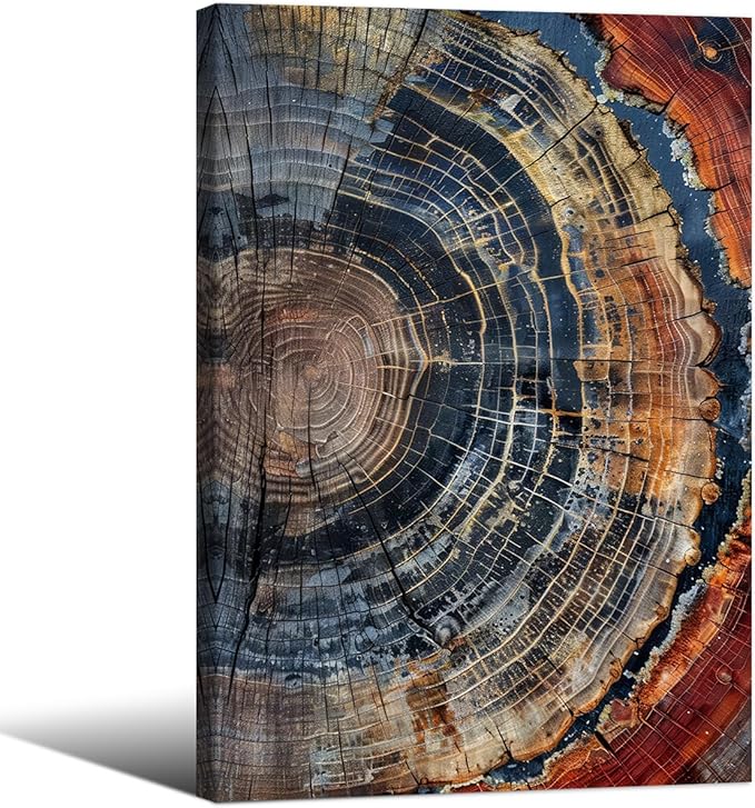Vintage Trendy Abstract Tree Ring Wall Art Modern Colorful Nature Poster 24x36 by Medpol