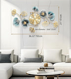 Wall Clocks for Living Room Decor, Large Wall Clock, 3D Creative Metal Ginkgo - Image 3