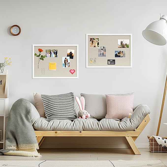 DAHAPYBOO Cork Board with Linen White 2Pack, Bulletin Board 23"x17" Hanging - Image 4