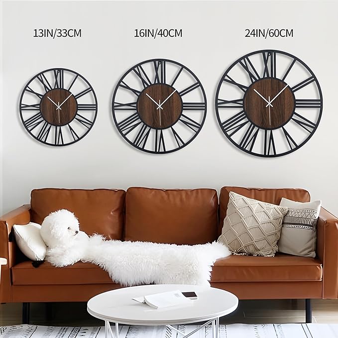 LEIKE Large Wall Clocks, Non Ticking, Battery Operated Small Vintage Round - Image 2
