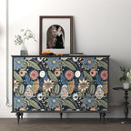 Blue Boho Wallpaper Peel and Stick, Vintage Floral Contact Paper 17.5" x 393.7" - Image 3