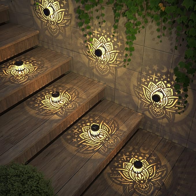 gardencave 2 Pack Solar Fence Lights Metal Solar Powered Outdoor Wall Deck - Image 4
