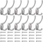 IBosins 12 Pack Silver Coat Hooks Wall Mounted - Image 2