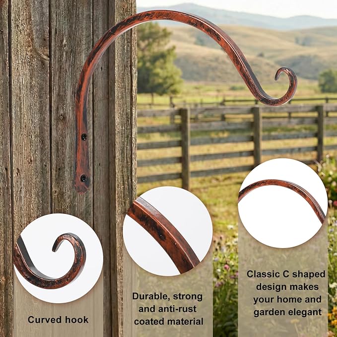 FEED GARDEN 2 Pack 8 Inch Hanging Plant Bracket Wall Hooks Decorative Plant - Image 3