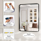 60X30 Inch Black Metal Framed Bathroom Mirror - Image 7