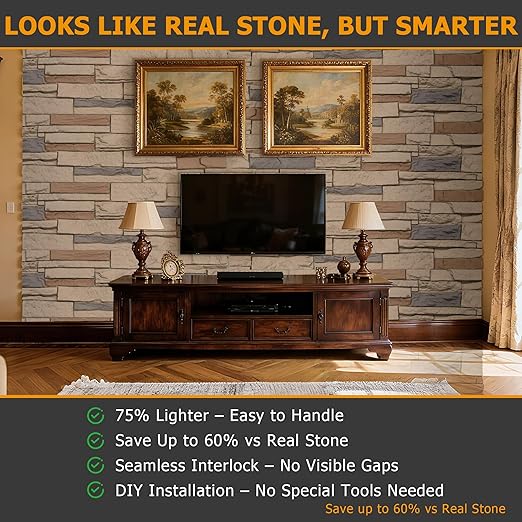 ROOMTEC 1-Pack Faux Stone Wall Covering Panels - Image 4