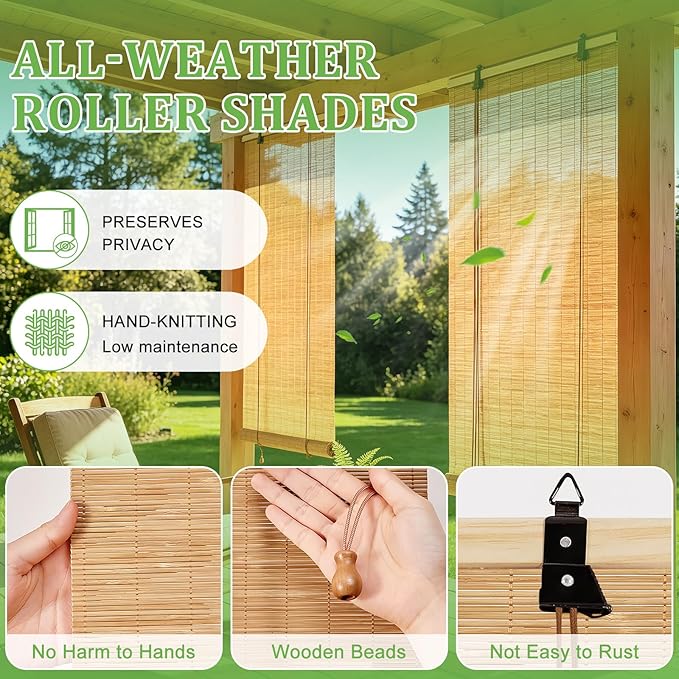 Bamboo Blinds 72x48 inch Bamboo Roman Shades - Image 2