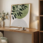 Framed Green Boho Botanical Wall Art, Sage Green Abstract Paintings Artwork - Image 2