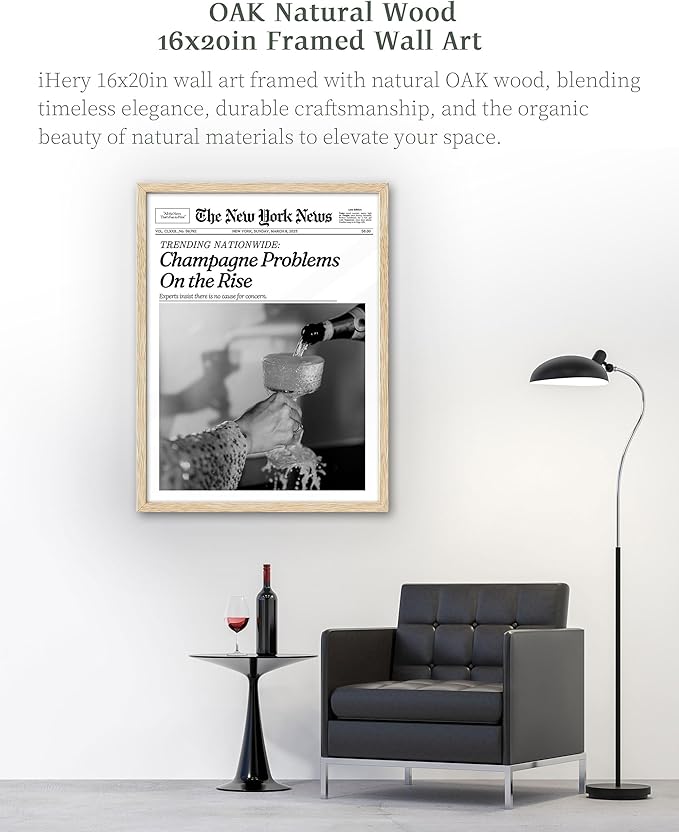 iHery Champagne Problems On the Rise Newspaper Headline Framed Wall Art - Image 3