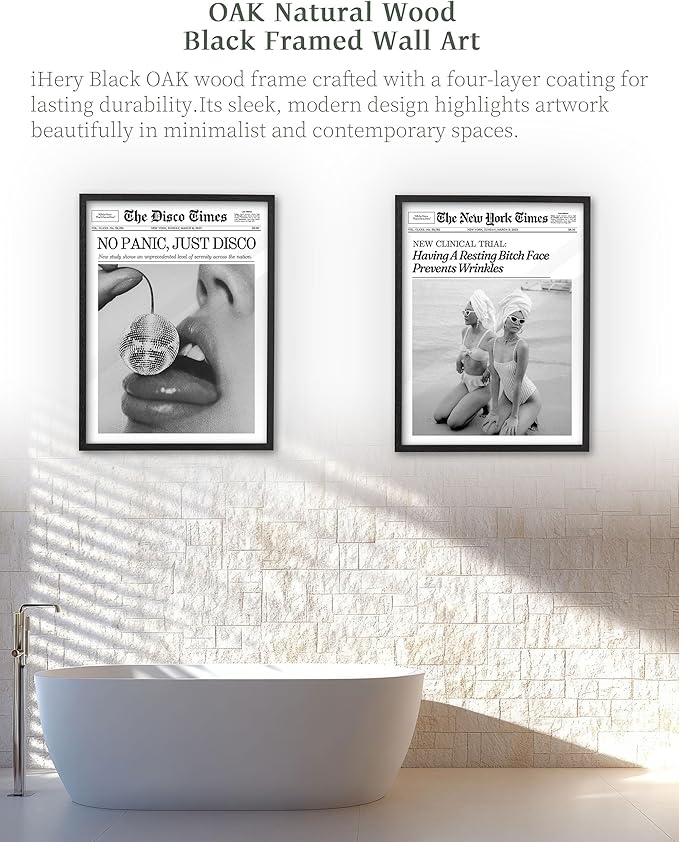 iHery Premium Natural Black OAK Wood 12x16in No Panic Just Disco Trendy Framed - Image 5