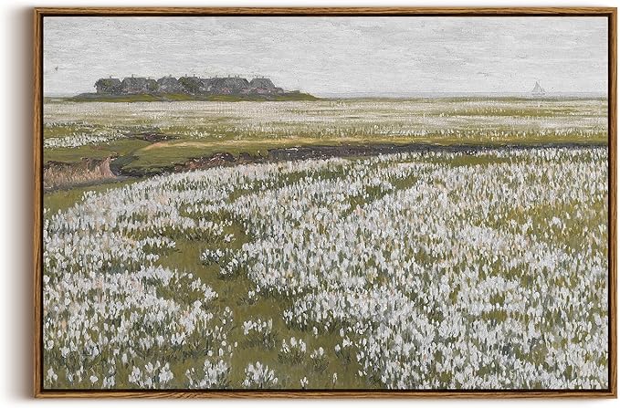 InSimSea Framed Canvas Wall Art Vintage Decor, Classical Grassland Paintings by InSimSeaArt