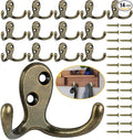 Homanu 14 Pack Coat Hooks, Heavy Duty Double Prong Coat Hooks Wall Mounted by Homanu