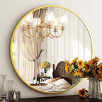 HARRITPURE 24 Inch Round Mirror, Modern Aluminum Alloy Frame Wall Mounted by HARRITPUREHome