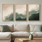 Framed Green and Beige Abstract Wall Art Set of 3, Modern Neutral Canvas Prints - Image 5