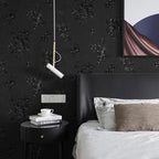 Black Peel and Stick Wallpaper Silk Embossed Floral Contact Paper - Image 6