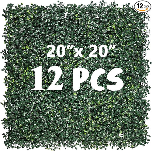 12PCS 20"x 20" Artificial Boxwood Wall Panels, UV-Anti Grass Wall Hedge Plant by Unknown