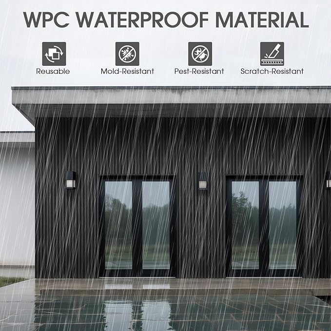 WPC Slat Wall Panels 8 Pack 96" x 6", Waterproof Fluted Wall Paneling, Accent - Image 3
