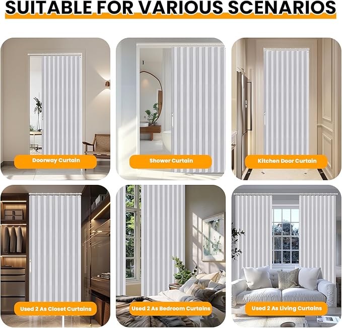 AJAZZ 100% Blackout Magnetic Door Curtain Accordion Doors Interior Closet Door - Image 5