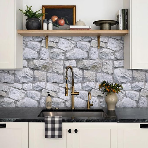 3D Faux Stone Wall Panels Peel and Stick, Stone-Look Textured Wall Sticker - Image 2