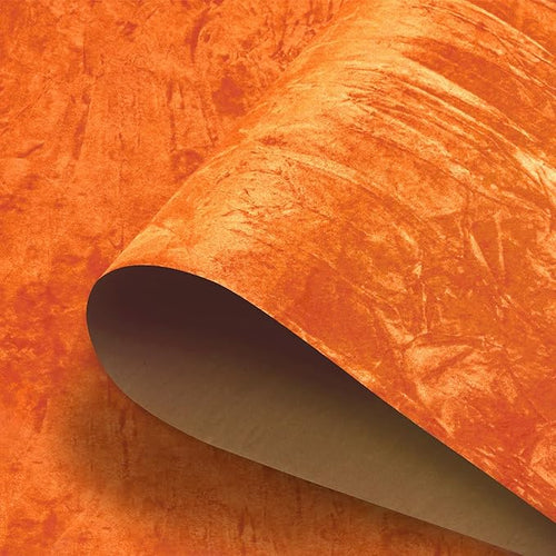 17.5"x317" Crushed Orange Velvet Peel and Stick Wallpaper Orange Wallpaper Self by HelloWall