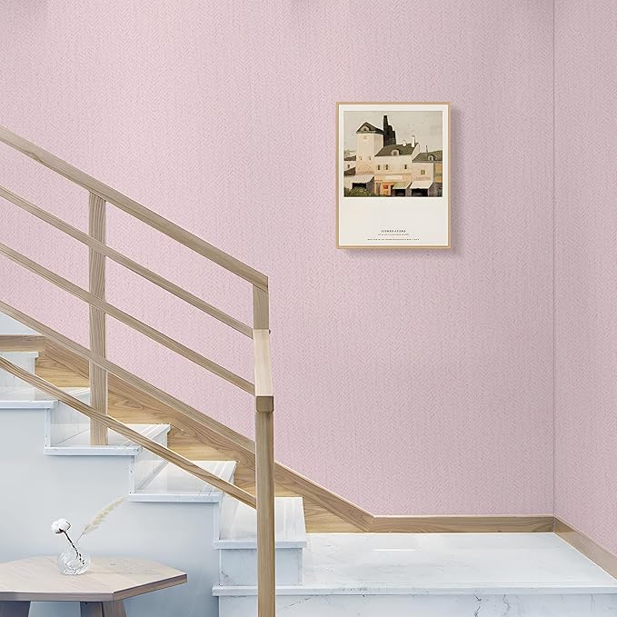 Vintage Pink Wall Paper Peel and Stick Textured Wallpaper Renter Friendly - Image 5