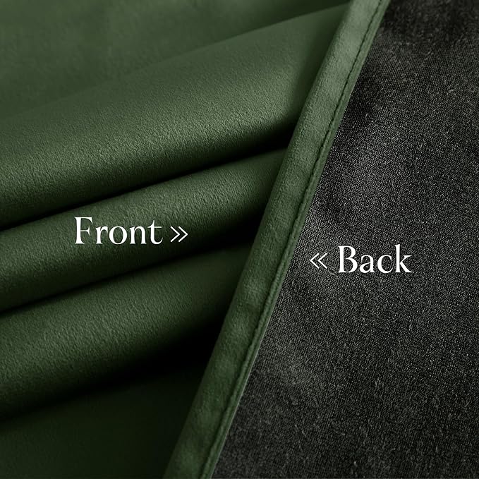 NICETOWN Olive Green Velvet Blackout Curtains 98 inch Long - Image 6