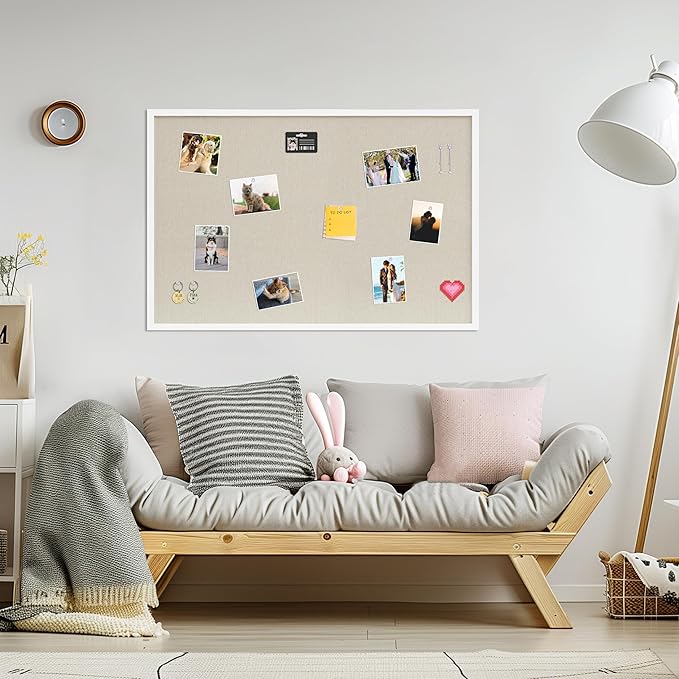 DAHAPYBOO Cork Board with Linen White 2Pack, Bulletin Board 36"x24" Hanging - Image 4