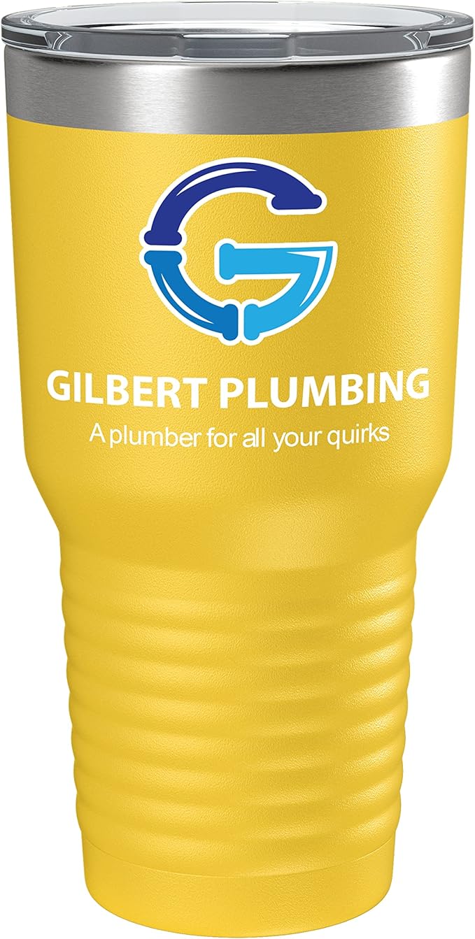 Personalized 30oz (17 Colors) Printed Insulated Stainless Steel Powder Coated Tumbler with Lid - Custom Bulk Promotional Items with your Logo - Bulk Company Small Business Party Favors (Yellow)