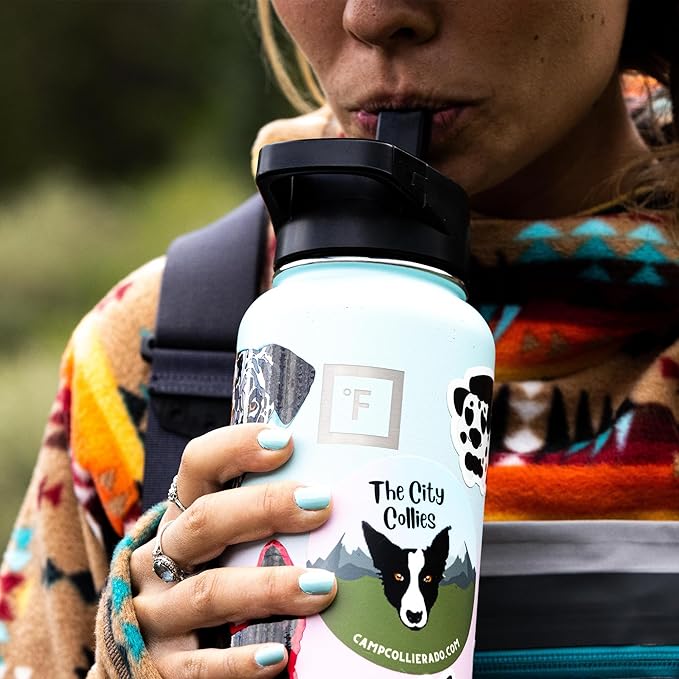 IRON °FLASK Camping & Hiking Hydration Flask with Straw, Wide Mouth Insulated Stainless Steel Sports Water Bottle - 64 oz Fire Red
