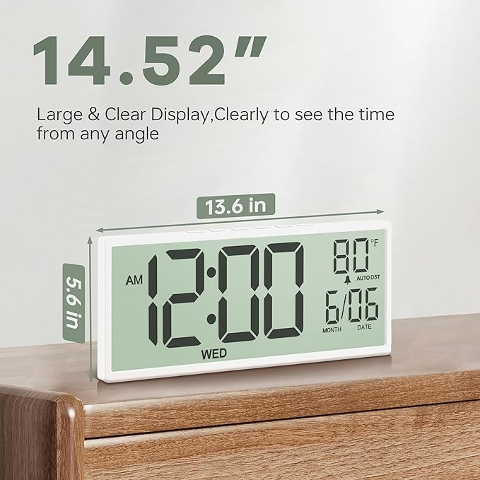 JALL 14.5" Large Digital Wall Clock Battery Operated - Image 2