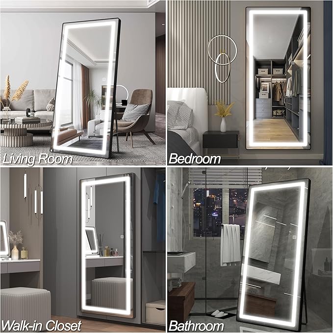 FENNIO Full Length Mirror with Lights, Free Standing Lighted Floor Mirror - Image 6