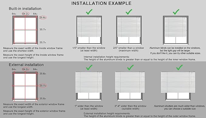YIIBAII Mini Blinds Suitable for 22" W x 64" H Windows 1" Aluminum Horizontal - Image 7