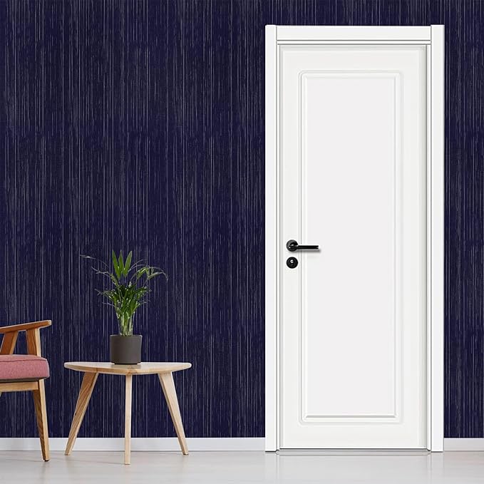 Navy Blue Grasscloth Peel and Stick Wallpaper Texture Contact Paper A Set of - Image 4